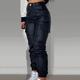Multi-pocket Leather Look Cargo Jeans, Y2k Streetwear High Stretch Fashion Jogger Jeans, Women's Denim Jeans & Clothing