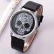 Flower Skull Quartz Watch Goth Punk Analog Pu Leather Wrist Watch Halloween Accessory Gift For Women Men