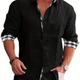 Plus Size Men's Oversized Solid Plaid Long Sleeve Shirt For Big And Tall Guys