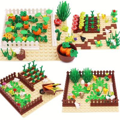 Farm Animals Building Bricks Toys, Chicken Rabbit Pumpkin Diy Construction Blocks Set With Baseplate 16x16, Classic City Friend Assemble Toy, Gift Easter Gift