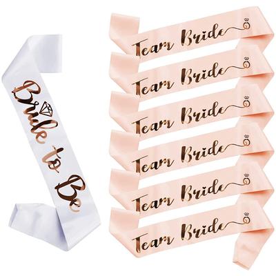 TEMU 7pcs/set Rose Golden Satin Sash For Bachelorette Party And Wedding Celebrations - Perfect For Bridal Shower Decorations And Hen Party Supplies