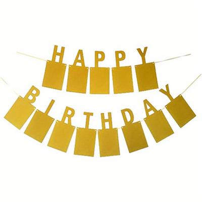 TEMU Golden Happy Birthday Party Photo Pull Flag Image