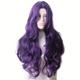 Dark Purple Long Wavy Hair Wigs Synthetic Fiber Middle Part Wigs 26 Inch Hair Replacement Wigs For Cosplay Party Halloween Use