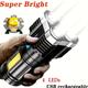 1pc Led Flashlight, Powerful 4 Led Flashlight With Cob Side Light, 4 Modes Usb Rechargeable Led Torch, Waterproof Built In Battery Flashlight, Camping Tool