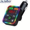 Jajabor Rotatable Fm Transmitter Car Wireless Handsfree U Disk Mp3 Player Colorful Atmosphere Light Type C Dual Usb 3.1a Fast Charger Fm Modulator