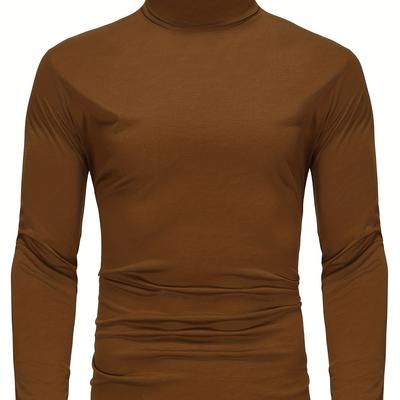 TEMU 1 Size Smaller, Close-fitting And Thin, Men's Casual Long Sleeve Turtleneck Base Layer Shirt Best Sellers
