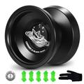 Non-reactive X2 Metal Yoyo For Advanced Yo-yo Players, Aluminum Alloy Metal Yo Yo, Enter Level Trick Yoyo, Reactive Bearing Yo-yo For Kids Beginners + Black Gloves + 5 Yo-yo Ropes