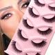 5 Pairs Fluffy Curling Cat Eye Lashes - Natural Look False Eyelashes For Fairy Faux Mink Lashes - Reusable And Flowy Natural Lashes