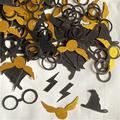 100pcs, Holiday Decoration, Halloween Party Supplies, Lightning Wings Magic Academy Black And Gold Sequins Confetti