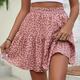 Floral Print Mini Skirt, Casual Elastic Waist Skirt, Women's Clothing