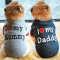 "Toy And Small Dogs And Cats Sweater - ""i Love My Mommy""""i Love My Daddy"", Soft Letter Print Pet Sweater"