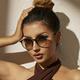 Cat Eye Fashion Sunglasses For Women Men Candy Color Gradient Lens Glasses Casual Metal Temple Shades For Beach