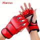 Premium Half Finger Boxing Gloves - Red Faux Leather For Maximum Comfort And Durability