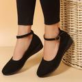 Women's Wedge Heel Ankle Strap Shoes, Solid Color Soft Sole Anti-skid Shoes, Versatile Low Heels