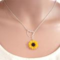 Simple Yellow Sunflower Heart Lariat Necklace Infinity Charm Bridal Flower Sunflower Bridesmaid Daisy Necklace