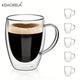 2/4/6pcs, Double Wall Glass Coffee Mugs With Handle, Double Wall Cappuccino Cup, 350ml/450ml, Espresso Coffee Tea Cup, Clear Glass With Handle