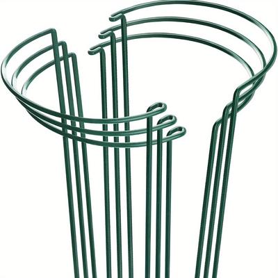 TEMU 6/8pcs Plant Support Stakes, Half Round Metal Garden Plant Stake Indoor Peony Cages And Supports, Green Plant Support Ring Border For Tomato, Hydrangea, Flower Outdoor