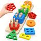 1set Montessori Sorting & Stacking, Educational Wooden Toys For 3-6 Year Old Boys & Girls Color Recognition, Shape Sorter & Learning Puzzles - Perfect Gift! Easter Gift