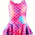 Adorable Mermaid Swimsuit For Girls - Fish Scale Design, Perfect For Pool & Hot Spring Fun!