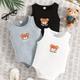 "3pcs Infant's ""happy Bear"" Print Bodysuit, Comfy Sleeveless Onesie, Baby Boy's Clothing, As Gift"