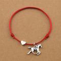 Vintage Running Horse Pendant Heart Charm Lucky Red Cord Rope Adjustable Bracelets For Women Men Animal Horse Jewelry Gifts