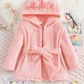 Infant Baby Cute Furry Bathrobe, Baby Girls Boys Hooded Sleeping Robe, Long Sleeve Spring Autumn All Season Bathrobe