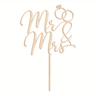 1pc, Mr & Mrs Wedding Cake Topper Cake Decoration In Wood Wedding Decor Wedding Supplies