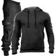 Men's Casual 2pcs Set, High Stretch Sports Hoodie & Multi Pocket Joggers Matching Set For Gym Workout Training