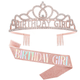Happy Birthday Crown Tiara Set - Perfect For Princess Birthday Parties And Celebrations - Includes Shoulder Strap Sash And Party Decor