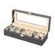 6 Slot Pu Leather Watch Box, Display Case Jewelry Organizer With Glass Top, Ideal Choice For Gifts