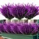 2/6 Bundles Artificial Lavender Flowers Outdoor Uv Resistant Fake Flowers No Fade Faux Plastic Plants Garden Porch Window Box Decorating