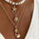 1pc Beach Starfish Sun Pendant Layered Necklace Women's Fine Jewelry Elegant Accessories Trendy