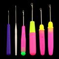 3pcs/5pcs Tongue Crochet Tool, Sweater Repair Crochet Hook Needle, Live Tongue Crochet Plastic Handle, Small Crochet Woolen Thread Thin Long Tongue Needle