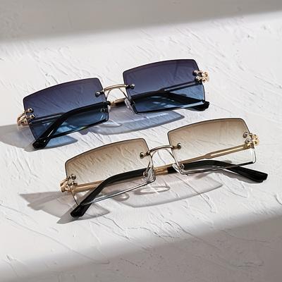TEMU Of Trendy Classic Rectangular Frameless Men's Glasses Image