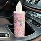 1pc Flowers Car Tissues Box Holder With Facial Tissues - Travel Tissue Cylinder Tube For Car Cup Holder, Round Tissue Case For Home Dining Table