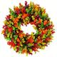 1pc, Artificial Door Wreath Front Door Decoration, Autumn Decoration Wreath, Autumn Decoration, Wall Wreath, Artificial Plants, Autumn Wreath For Christmas, Thanksgiving, Halloween In Autumn