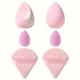 Facial Makeup Sponges Set, 2pcs Sponge Makeup Balls & 2pcs Mini Makeup Balls & 2-piece Fan-shaped Puffs, Soft Velvet Makeup Puff