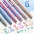 6pcs Multi-color Gel Pen Morandi Color Pen Quick-drying Marker Pen Marking Key Water Pen Color Press Ballpoint Pen For Note-taking