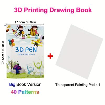 TEMU 30 Colors 1.75mm Pla Filament & 40 Patterns 3d Drawing Book For Christmas Gift, 3d Printing Pen Pla Supplies Refills And Book With Transparent Painting Pad