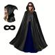 1pc Women And Men, Elegant Gothic Solid Color Slit Hooded Cape - Halloween Cape Dress Up For Fall Winter Cosplay For Men And Women