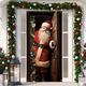 1pc, Santa Claus Open Door Door Cover Decoration, Polyester Merry Christmas Winter New Year Holiday Photo Booth Indoor Outdoor Banner Party Decoration Supplies 70x35inch