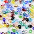 100pcs 3x5mm Pear-shaped Water Drop Beads Crystal Ab Color Beads Glass Crystal Loose Beads Diy Handmade Jewelry Accessories Plated With Color Ab