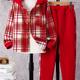 Trendy Girls' 2-piece Outfits, Plaid Hooded Shirt & Jogger Pants With Pocket, Comfy Sets Kids Clothes For Fall Sports