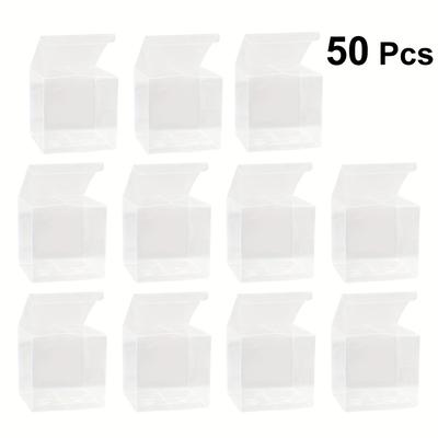 TEMU 50pcs, 1.96*1.96 Inch Transparent Pvc Gift Box Candle Packaging Gift Box Party Supplies Gift Packaging Box Packaging Box, Wedding Decorations, Gift Box