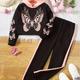 Girls 2pcs Fire Butterfly Print Hoodies & Splicing Jogger Pants Set Kids Clothes For Gift, Sports