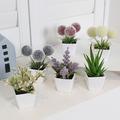 6pcs, Mini Plant Potted Plants, Artificial Flower Plants Small Potted Plants, Plastic White Pots, Suitable For Indoor Desktop, Window And Bookshelf Decoration