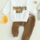 Infant Baby Boy 2pcs Cute Outfits, Toddler Long Sleeve Crew Neck Letter Print Sweatshirt+pants Fall Winter Casual Clothes Set