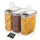 3-piece Airtight Cereal Storage Containers Set - Bpa Free, Dishwasher Safe, Labeled, 2.5l/84.5 Floz Capacity