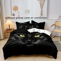 3pcs Duvet Cover Set, Black Cat Print Bedding Set, Soft Comfortable Duvet Cover, For Bedroom, Guest Room (1*duvet Cover + 2*pillowcase, Without Quilt And Pillow Core)