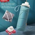 20oz Silicone Foldable Travel Water Bottles Leakproof Valve Reusable, Carton Packaging, Gym Camping Hiking Travel Sports Lightweight Durable Bottle